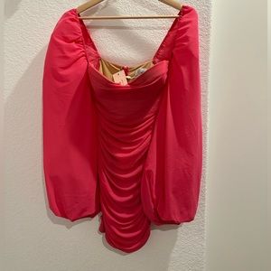 Oh Polly Pink Dress with balloon sleeves